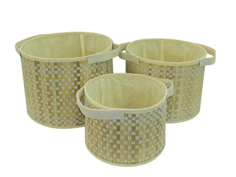 3pc round sew bamboo storages foldable